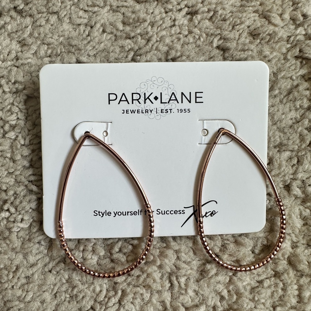 Park Lane Gold Teardrop Earrings with Crystal Accents